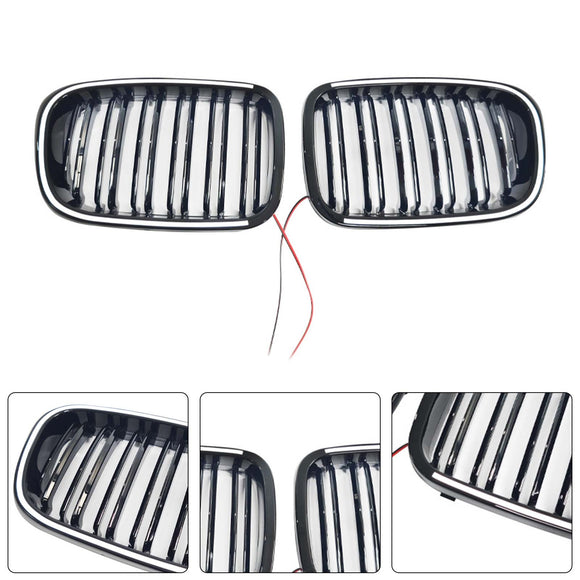 Rejilla de parachoques delantero negro brillante para BMW E46 de 2 puertas 1998-2001 con LED