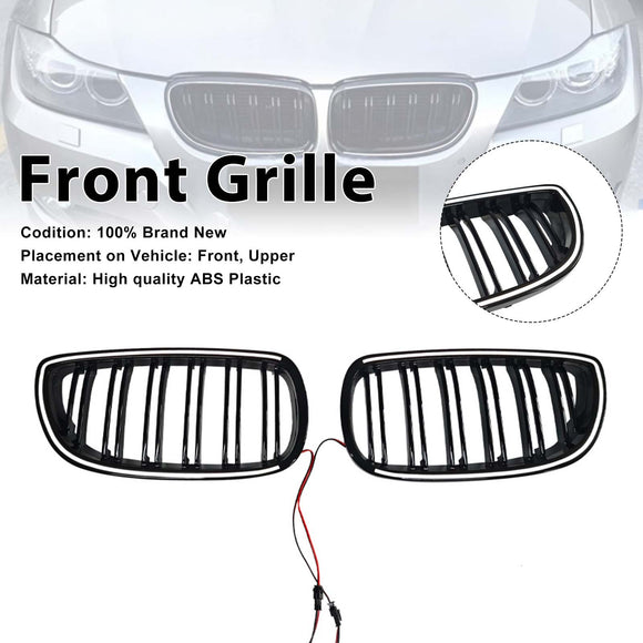 Musta etumunuaisritilän säleikkö sopii BMW E92 E93 LCI 2oors 2010-2013 W/LED