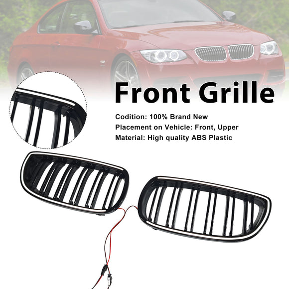 Musta etumunuaisritilän säleikkö sopii BMW E92 E93 LCI 2oors 2010-2013 W/LED