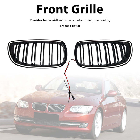 Musta etumunuaisritilän säleikkö sopii BMW E92 E93 LCI 2oors 2010-2013 W/LED