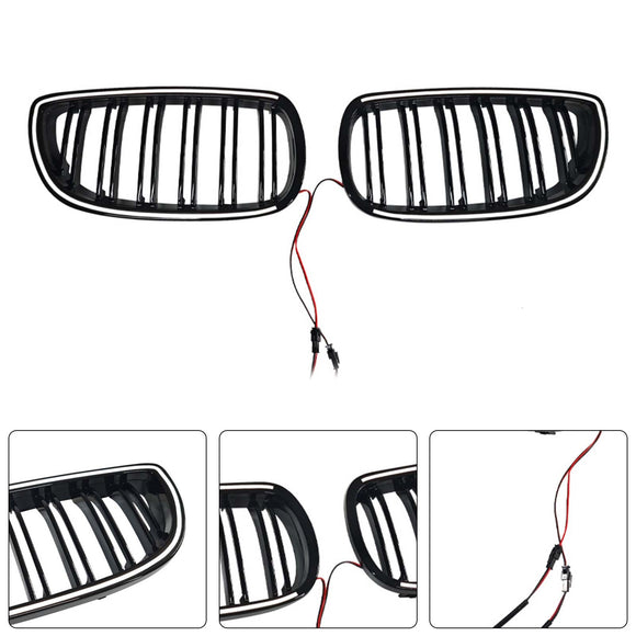 Musta etumunuaisritilän säleikkö sopii BMW E92 E93 LCI 2oors 2010-2013 W/LED