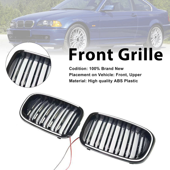 Grade preta do para-choque dianteiro compatível com BMW Série 3 E46 4 portas pré-LCI 1999-2001 com LED