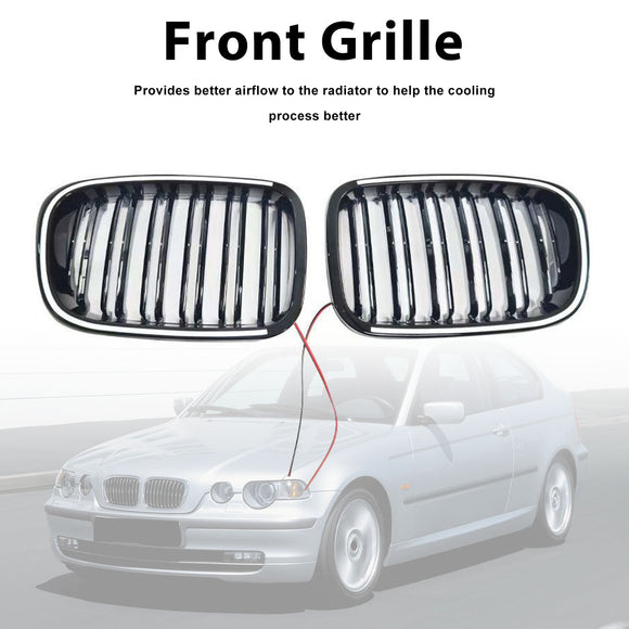 Grade preta do para-choque dianteiro compatível com BMW Série 3 E46 4 portas pré-LCI 1999-2001 com LED