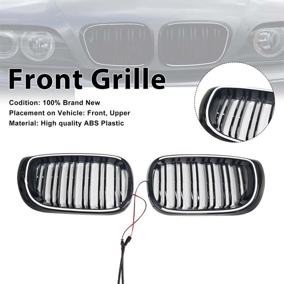 Musta etupuskurin säleikkö sopii BMW 3-sarjan E46 4-oviseen LCI 2002-2005 W/LED