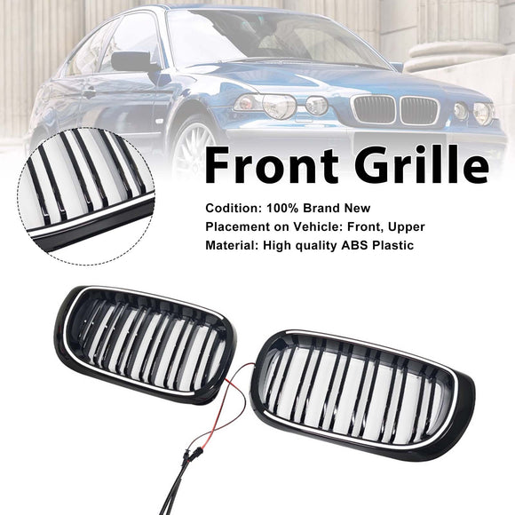 Musta etupuskurin säleikkö sopii BMW 3-sarjan E46 4-oviseen LCI 2002-2005 W/LED