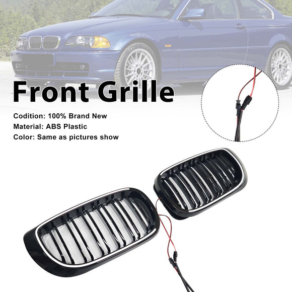 Musta etupuskurin säleikkö sopii BMW 3-sarjan E46 4-oviseen LCI 2002-2005 W/LED