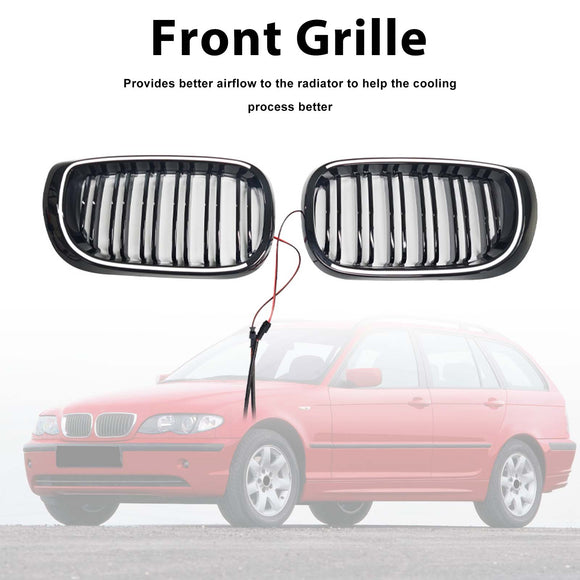 Musta etupuskurin säleikkö sopii BMW 3-sarjan E46 4-oviseen LCI 2002-2005 W/LED