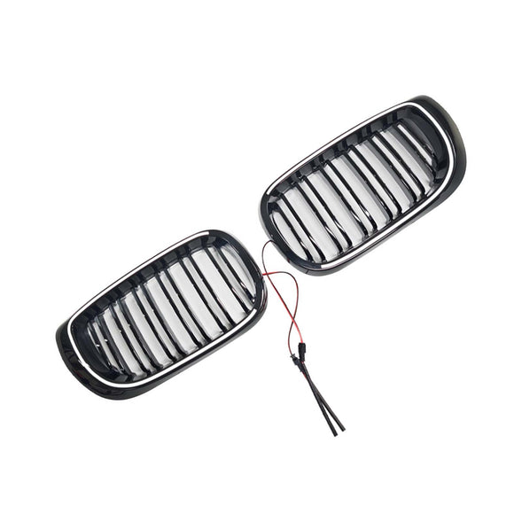Musta etupuskurin säleikkö sopii BMW 3-sarjan E46 4-oviseen LCI 2002-2005 W/LED