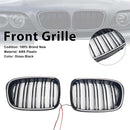 Glänzend schwarzer vorderer Nierengrill, passend für BMW 5er E39 1998–2003 mit LED-2