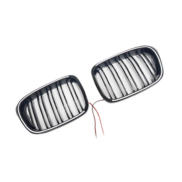 Glänzend schwarzer vorderer Nierengrill, passend für BMW 5er E39 1998–2003 mit LED
