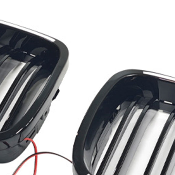 Glänzend schwarzer vorderer Nierengrill, passend für BMW 5er E39 1998–2003 mit LED
