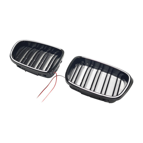 Glänzend schwarzer vorderer Nierengrill, passend für BMW 5er E39 1998–2003 mit LED