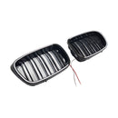 Glänzend schwarzer vorderer Nierengrill, passend für BMW 5er E39 1998–2003 mit LED-17