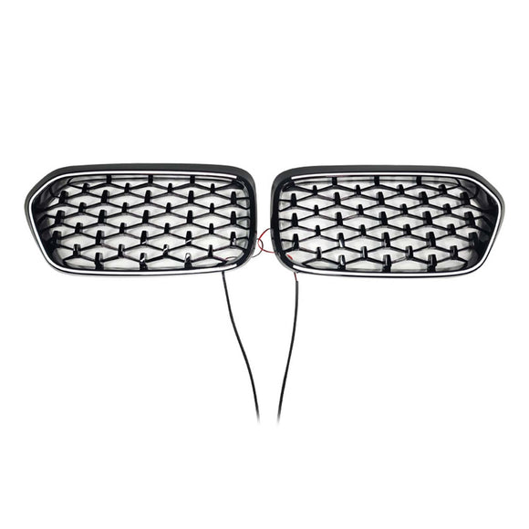 Grade preta da grade do pára-choque dianteiro para BMW X2 série F39 2018-2023 diamante