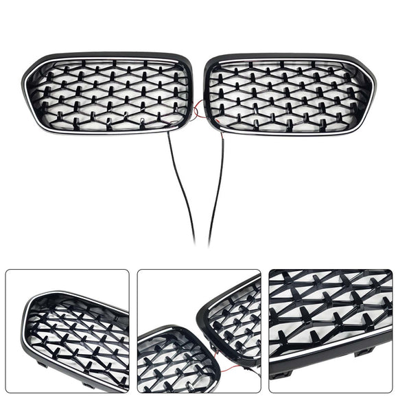 Grade preta da grade do pára-choque dianteiro para BMW X2 série F39 2018-2023 diamante