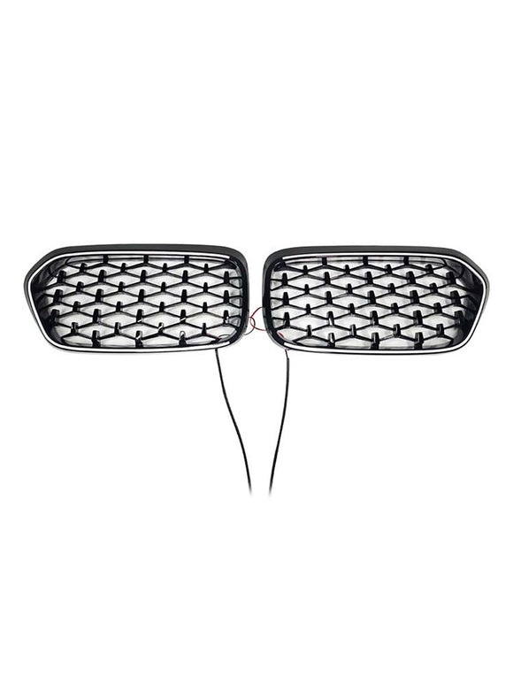 Grade preta da grade do pára-choque dianteiro para BMW X2 série F39 2018-2023 diamante