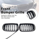 Rejilla tipo riñón para parachoques delantero, color negro brillante, compatible con BMW X3 X4 F25 F26 2014-2017 con LED-2