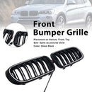 Rejilla tipo riñón para parachoques delantero, color negro brillante, compatible con BMW X3 X4 F25 F26 2014-2017 con LED-3