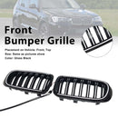 Rejilla tipo riñón para parachoques delantero, color negro brillante, compatible con BMW X3 X4 F25 F26 2014-2017 con LED-4