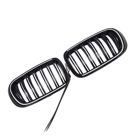 Rejilla tipo riñón para parachoques delantero, color negro brillante, compatible con BMW X3 X4 F25 F26 2014-2017 con LED