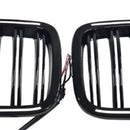 Rejilla tipo riñón para parachoques delantero, color negro brillante, compatible con BMW X3 X4 F25 F26 2014-2017 con LED-10