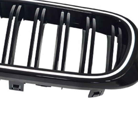 Rejilla tipo riñón para parachoques delantero, color negro brillante, compatible con BMW X3 X4 F25 F26 2014-2017 con LED