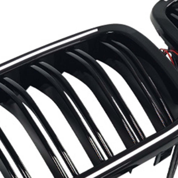 Rejilla tipo riñón para parachoques delantero, color negro brillante, compatible con BMW X3 X4 F25 F26 2014-2017 con LED