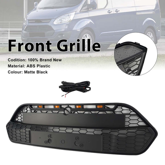 Mattschwarzer Frontstoßstangengrill für Ford Transit Custom 2013–2017 mit LED