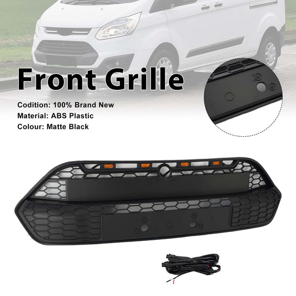 Mattschwarzer Frontstoßstangengrill für Ford Transit Custom 2013–2017 mit LED