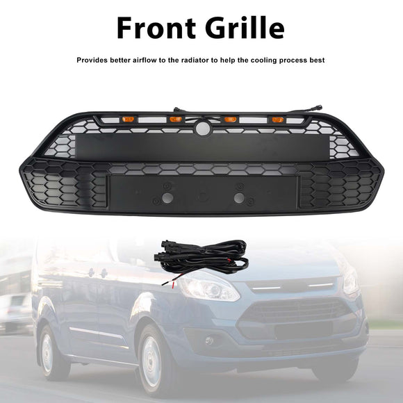 Mattschwarzer Frontstoßstangengrill für Ford Transit Custom 2013–2017 mit LED