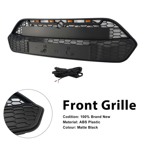 Mattschwarzer Frontstoßstangengrill für Ford Transit Custom 2013–2017 mit LED