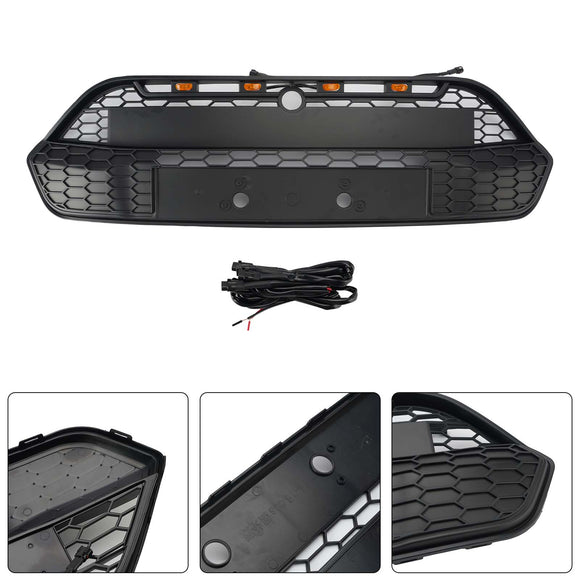 Mattschwarzer Frontstoßstangengrill für Ford Transit Custom 2013–2017 mit LED