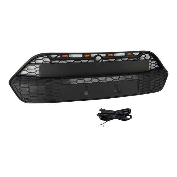 Mattschwarzer Frontstoßstangengrill für Ford Transit Custom 2013–2017 mit LED
