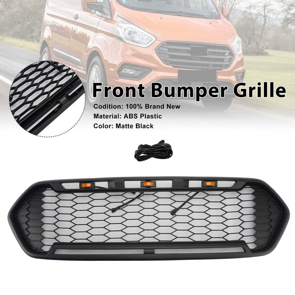 2018-2023 Ford Transit Custom Honeycomb Raptor Style Grill Frontstoßstange Mattschwarzer Grill mit LED