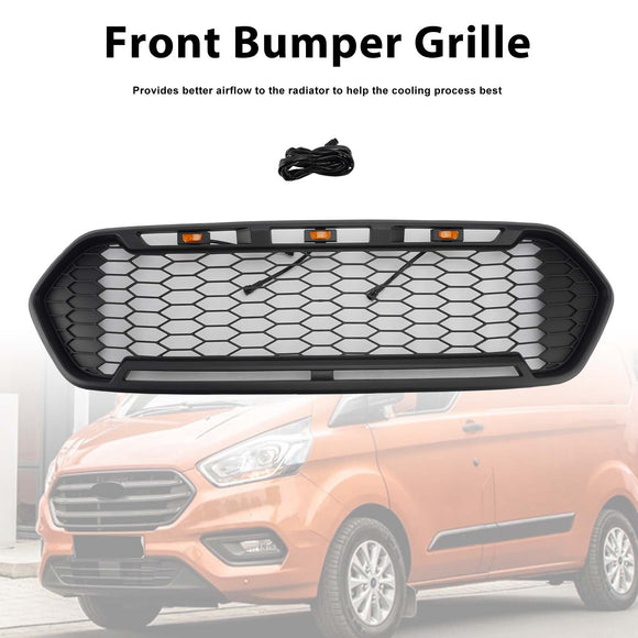 2018-2023 Ford Transit Custom Honeycomb Raptor Style Grill Frontstoßstange Mattschwarzer Grill mit LED