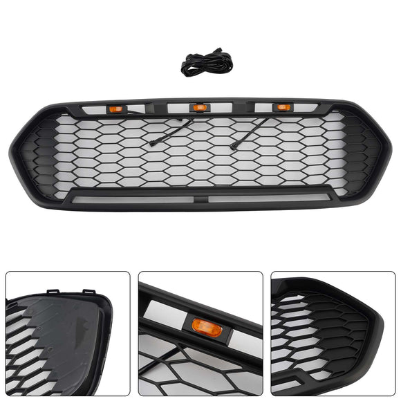 2018-2023 Ford Transit Custom Honeycomb Raptor Style Grill Frontstoßstange Mattschwarzer Grill mit LED