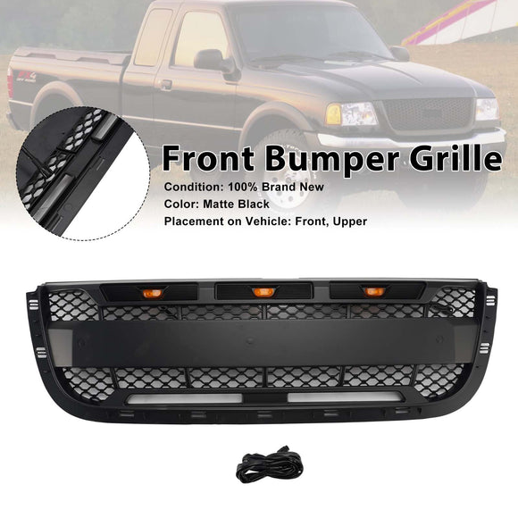 Ford Ranger 2001–2003 Frontgrill, Raptor-Stil, obere Stoßstange, schwarzer Wabengrill mit LED