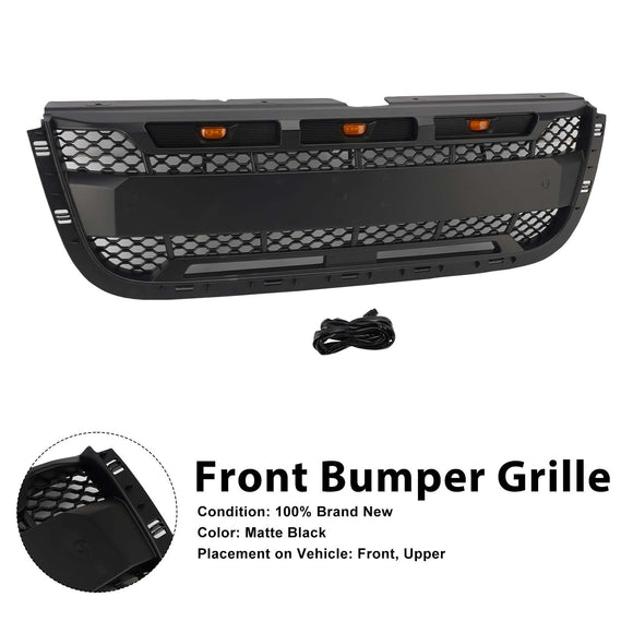 Ford Ranger 2001–2003 Frontgrill, Raptor-Stil, obere Stoßstange, schwarzer Wabengrill mit LED