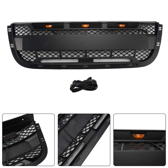 Ford Ranger 2001–2003 Frontgrill, Raptor-Stil, obere Stoßstange, schwarzer Wabengrill mit LED