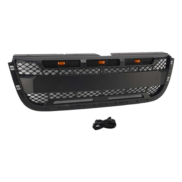 Ford Ranger 2001–2003 Frontgrill, Raptor-Stil, obere Stoßstange, schwarzer Wabengrill mit LED