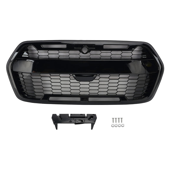 2019–2026 Ford Transit MK8 Raptor Style Kühlergrill, glänzend schwarz, Frontstoßstangen-Ersatzgrill mit LED-Licht