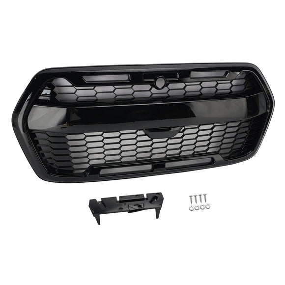 2019–2026 Ford Transit MK8 Raptor Style Kühlergrill, glänzend schwarz, Frontstoßstangen-Ersatzgrill mit LED-Licht
