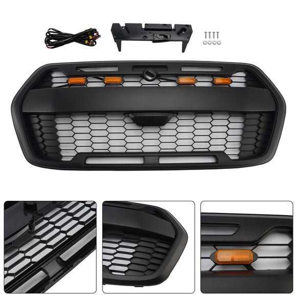 2019-2026 Ford Transit 150 250 350 Frontstoßstange Raptor Style Grill Waben mattschwarzer Grill mit LED