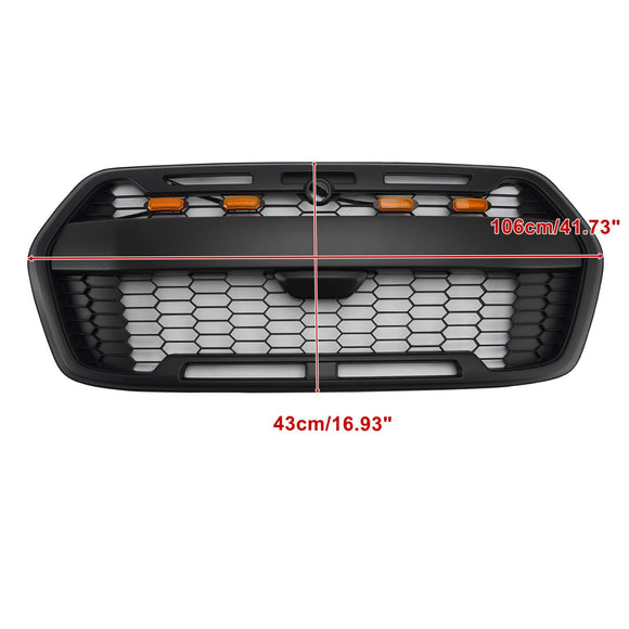 Ford Transit MK8 Raptor Style Kühlergrill 2019–2026 Ersatz für Frontstoßstange, mattschwarzer Grill mit LED