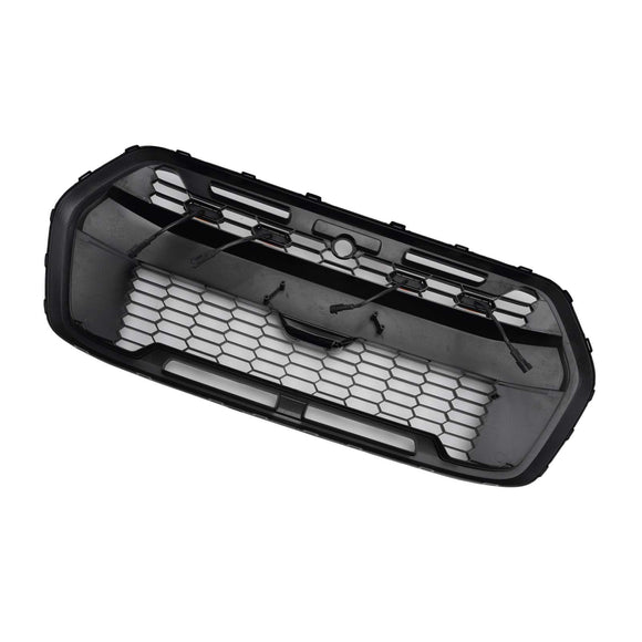2019–2026 Ford Transit MK8 Raptor Style Kühlergrill, glänzend schwarz, Frontstoßstangen-Ersatzgrill mit LED-Licht