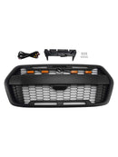 2019-2026 Ford Transit 150 250 350 Frontstoßstange Raptor Style Grill Waben mattschwarzer Grill mit LED-12
