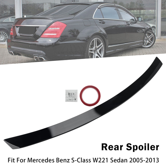 Glanssvart bakre bagageluckspoiler för Mercedes Benz S-Klass W221 Sedan 2005?2013