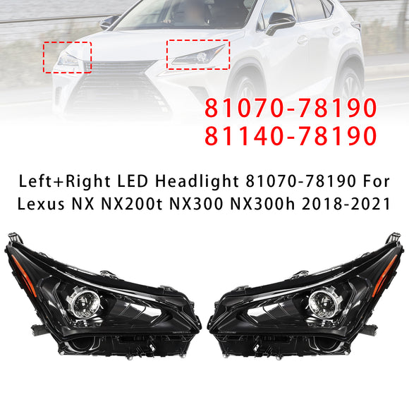 2018-2021 Lexus NX NX200t NX300 NX300h Links + Rechts LED-Scheinwerfer 81070-78190 81140-78190
