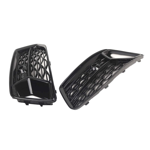 2PCS Front Bumper Grill Grille Fog Light Cover Fit Audi A6 C8 2019-2023