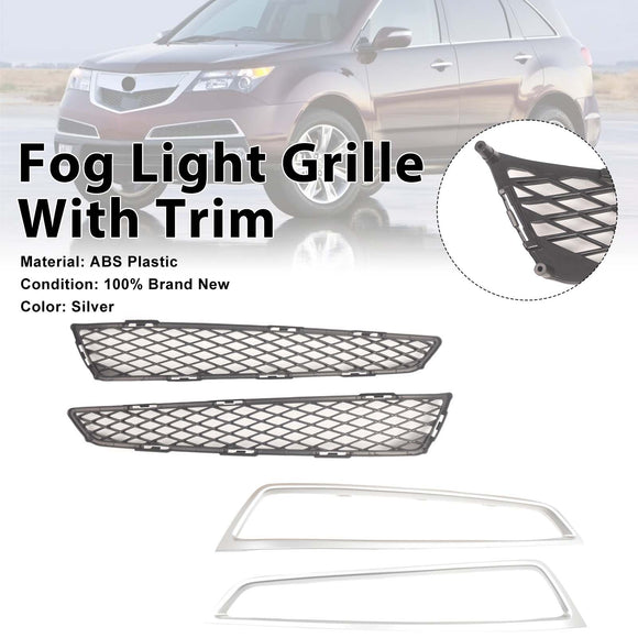 Copertura fendinebbia griglia anteriore 2 pezzi con rivestimento adatto per Acura MDX 2010-2013 argento